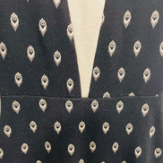 Robe courte Cokluch - imprimé plumes de paon - décolleté V - taille M