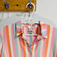 Chemise manches courtes, rayée rose-vert-blanc-orange / Twik simons / Taille small