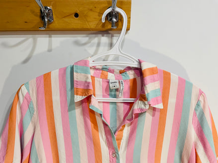 Chemise manches courtes, rayée rose-vert-blanc-orange / Twik simons / Taille small