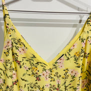 Camisole florale jaune soleil - imprimé fleurs roses - bretelles fines - encolure V - Taille XS - RW&CO