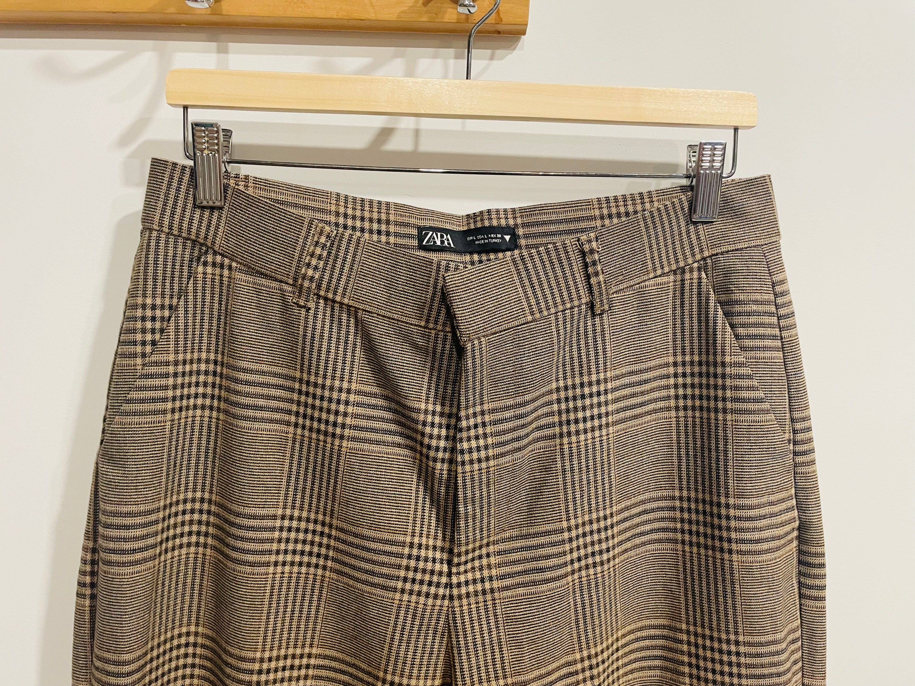Pantalon brun à carreaux - Zara - Taille 30