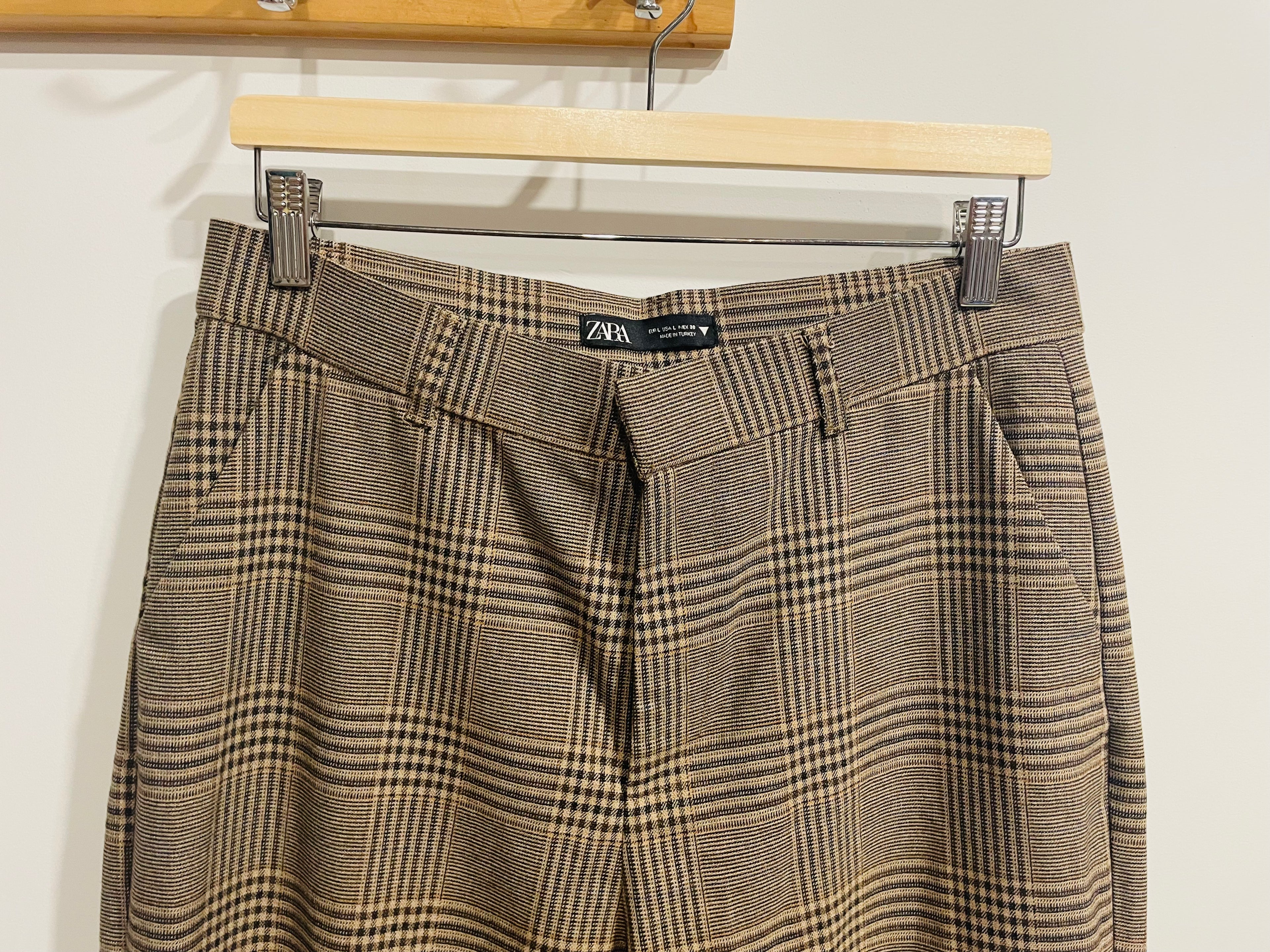 Pantalon brun à carreaux - Zara - Taille 30
