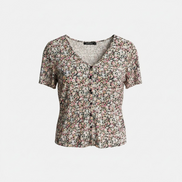 Chemise fleuri, manches courtes à volants / Paper Moon /Taille Medium