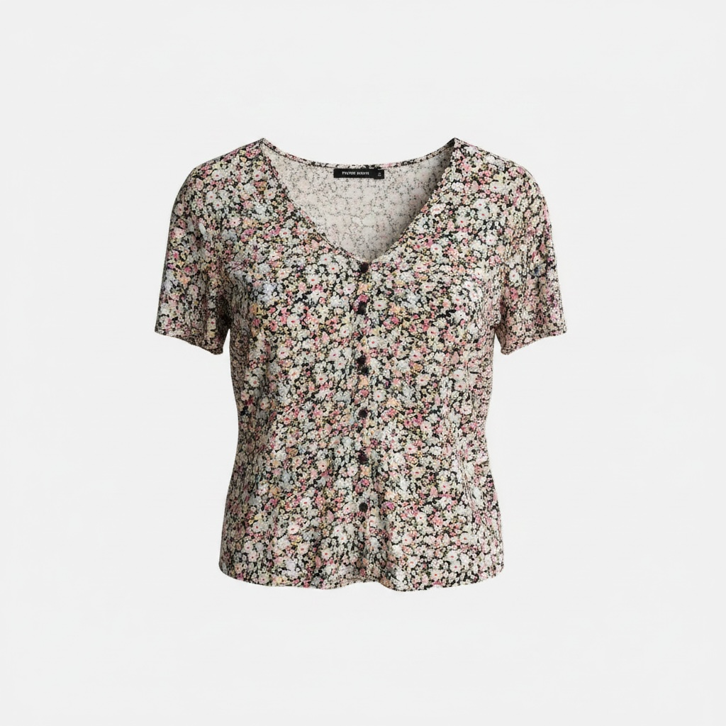 Chemise fleuri, manches courtes à volants / Paper Moon /Taille Medium