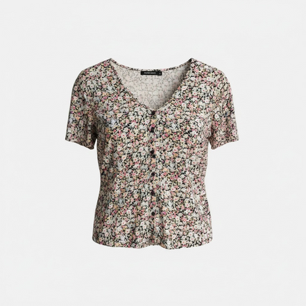 Chemise fleuri, manches courtes à volants / Paper Moon /Taille Medium