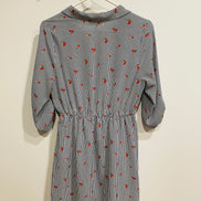 Robe chemise Monteaux - rayures bleu blanc imprimé cerises - taille élastique - Taille Large