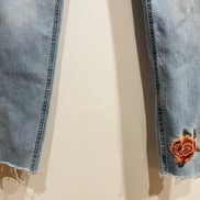 Jeans skinny taille haute broderies florales - Streetwear society - Taille 7