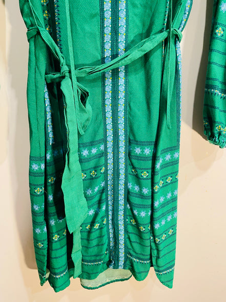 Robe verte avec fleurs et motifs bleus / BCBG MAXAZRIA / Taille XS
