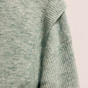 Chandail tricot vert menthe Grace & Mia - coupe oversize - encolure ronde - Taille Medium