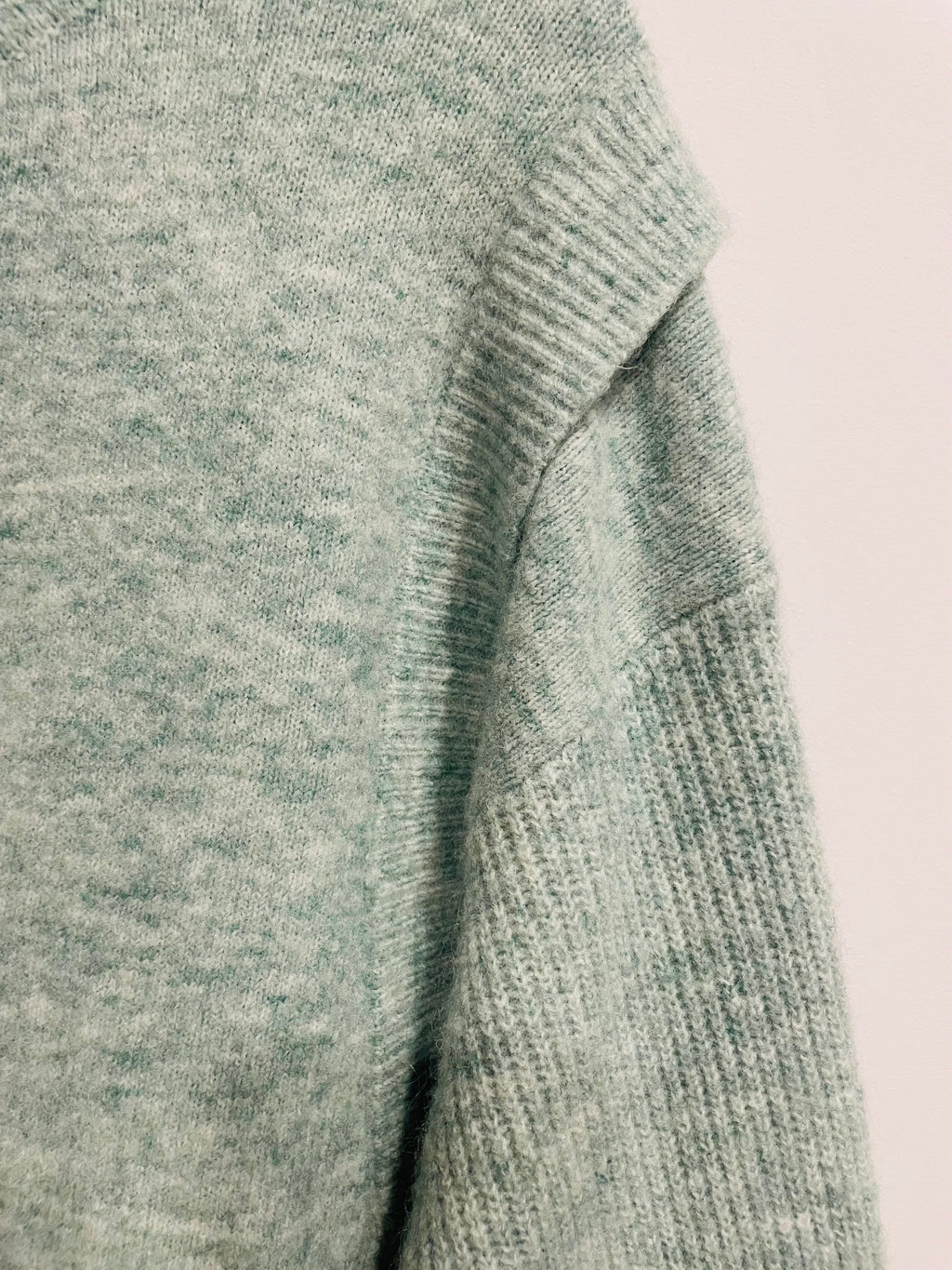 Chandail tricot vert menthe Grace & Mia - coupe oversize - encolure ronde - Taille Medium