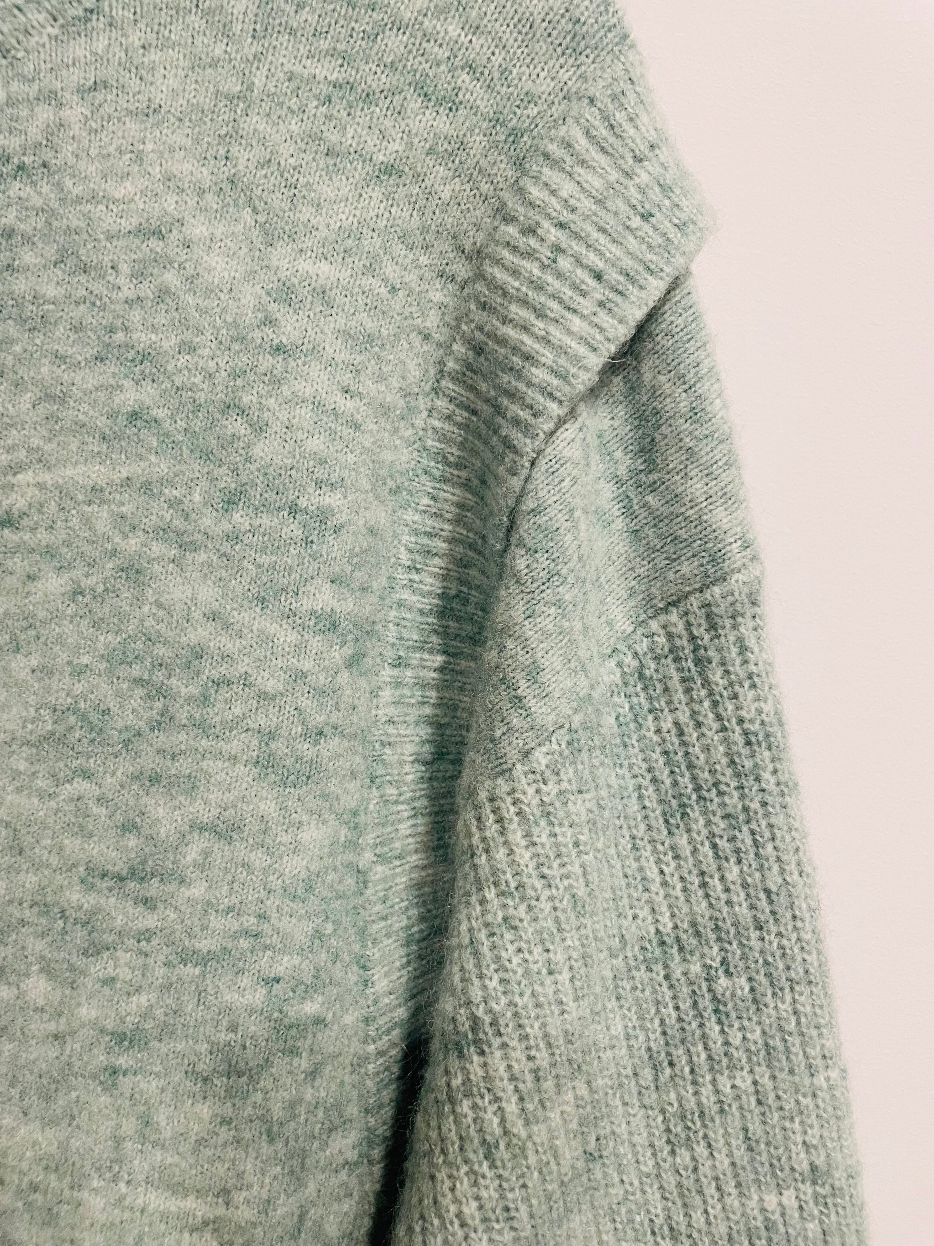 Chandail tricot vert menthe Grace & Mia - coupe oversize - encolure ronde - Taille Medium