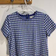 Chandail manches courtes, motifs géométriques bleus et blancs - Twik Simons - Taille Medium
