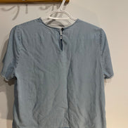 Chandail jeans souple, manches et bas effilochés / Icône simons/ Taille medium