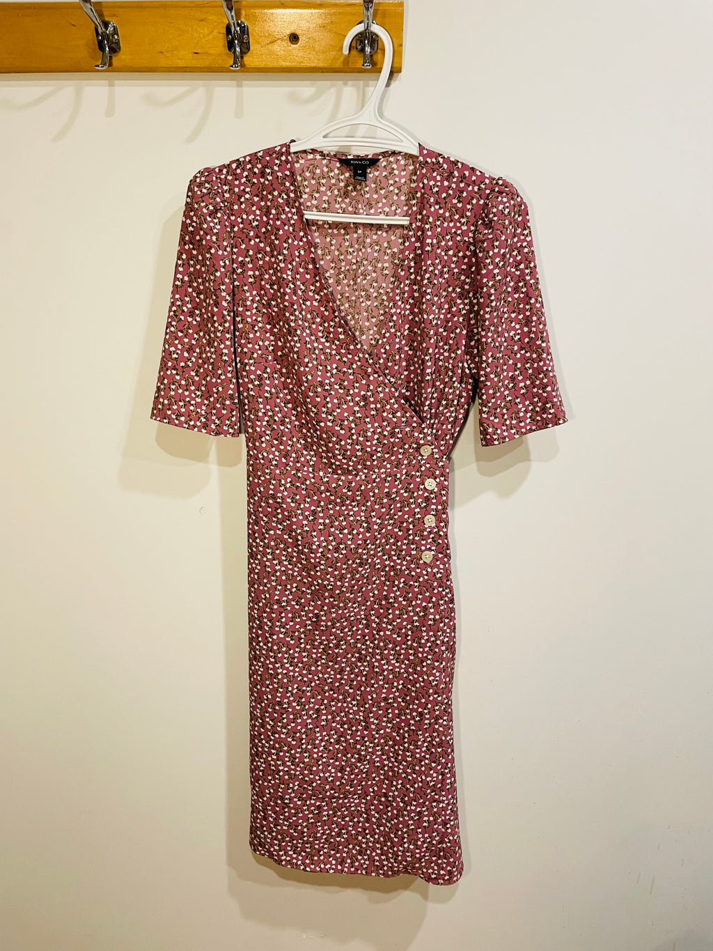 Robe longue rose florale / portefeuille et bouton / Rw&CO /Taille small