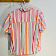 Chemise manches courtes, rayée rose-vert-blanc-orange / Twik simons / Taille small