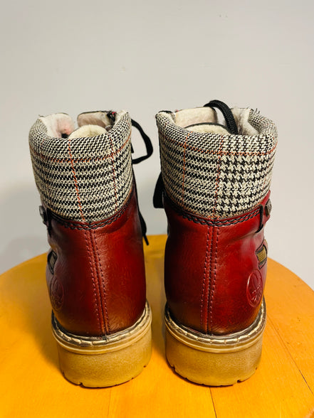 Bottine cuir rouge / Rieker / taille 6