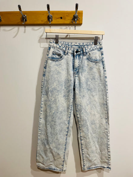 Washed-out jeans & 11 years old buckles