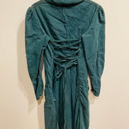 Robe vintage velour cordé vert - manches longues - Taille 42