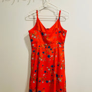Robe  mi-longue rose fleurie - Annie 50 - Taille Medium