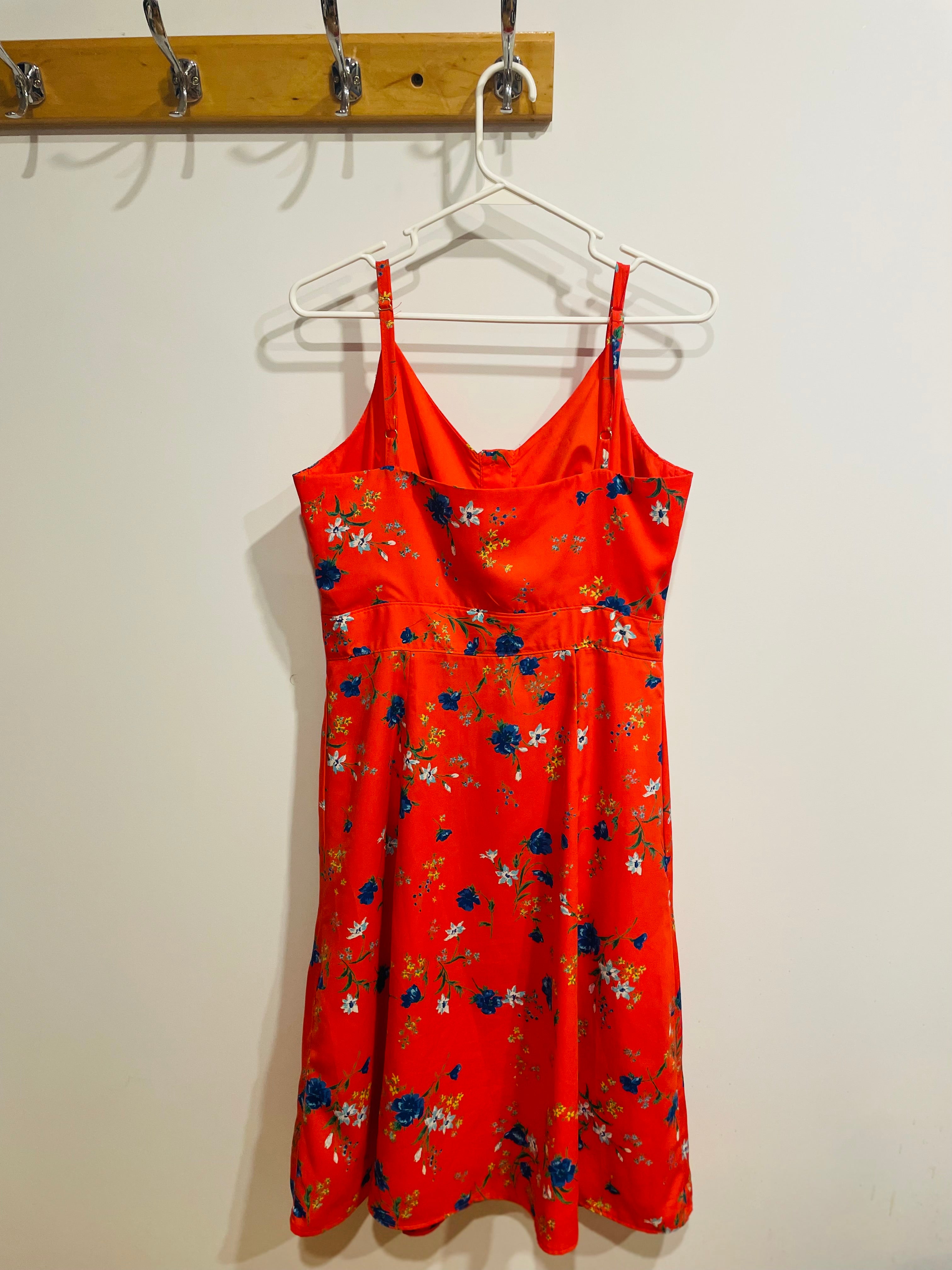 Robe  mi-longue rose fleurie - Annie 50 - Taille Medium