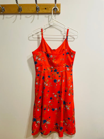 Robe  mi-longue rose fleurie - Annie 50 - Taille Medium