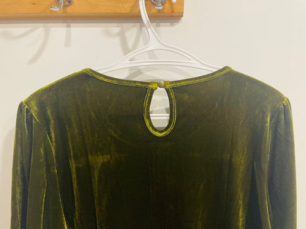 Chandail velours vert manches longues - Taille large