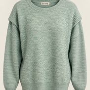 Chandail tricot vert menthe Grace & Mia - coupe oversize - encolure ronde - Taille Medium