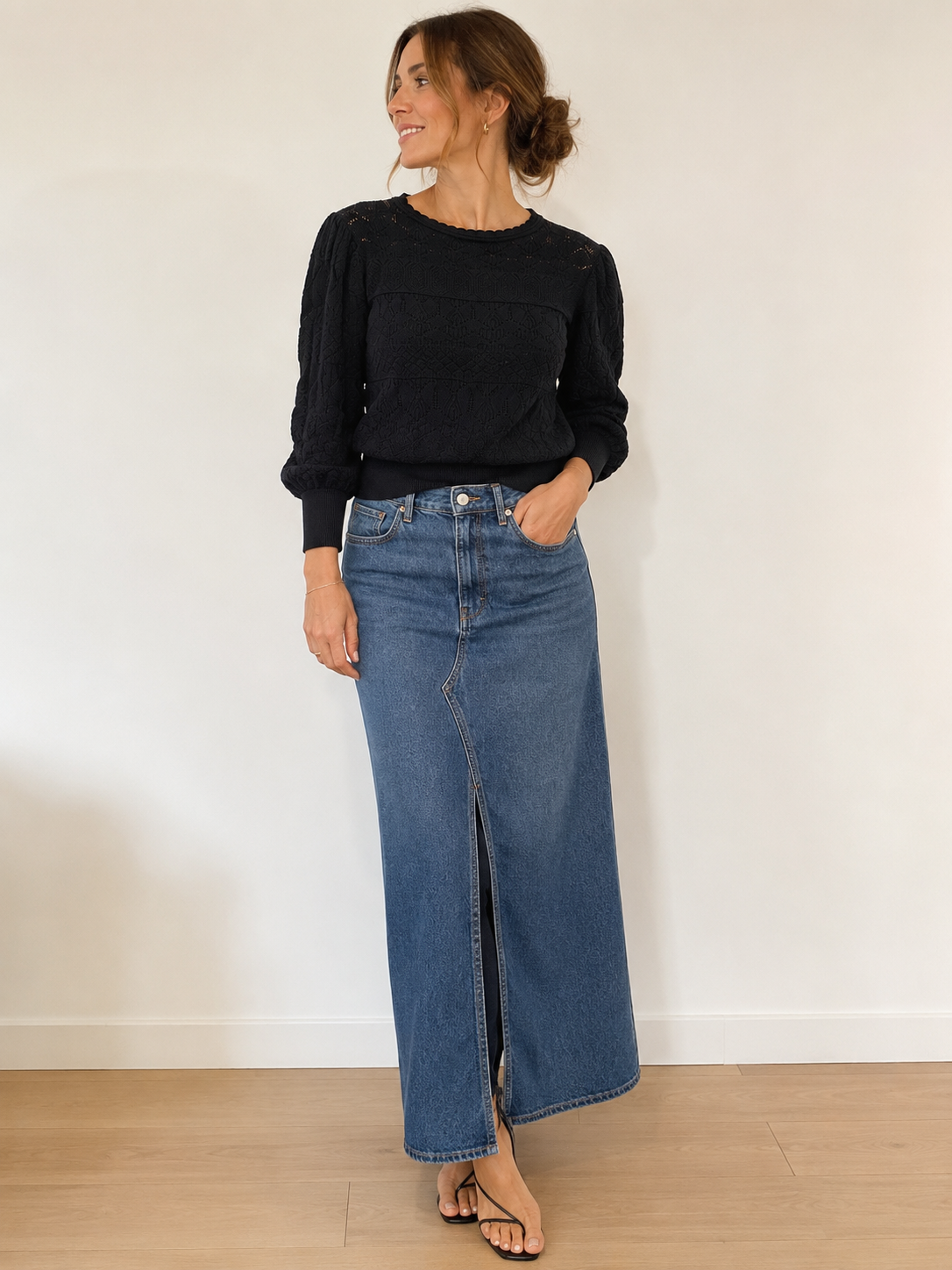 Haut Zara dentelle manche bouffantes