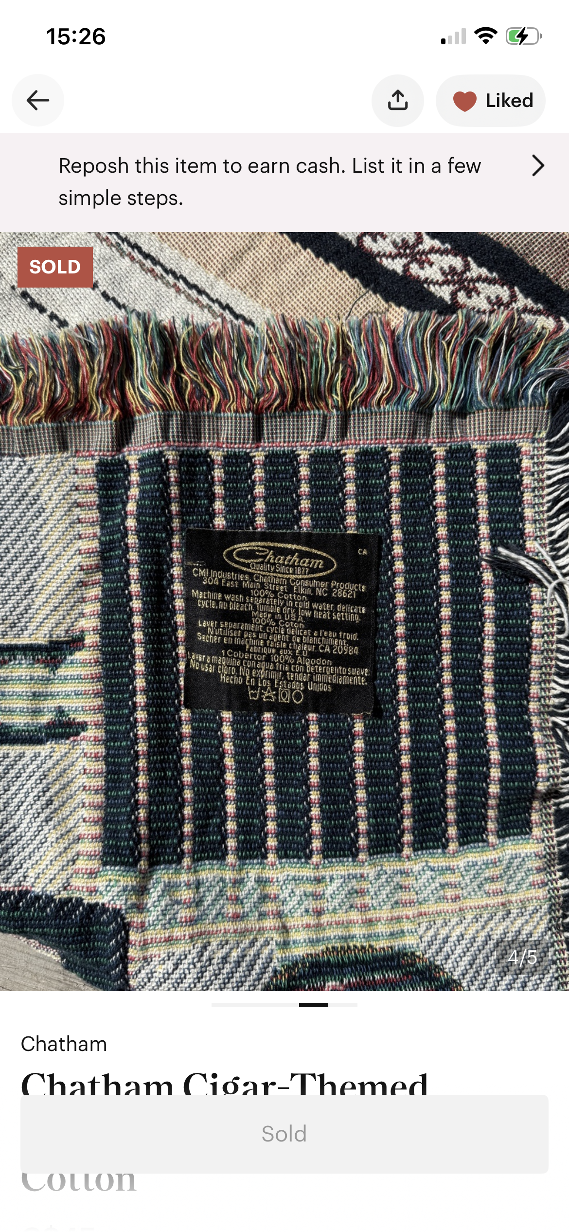 Couverture tissée vintage / cigares