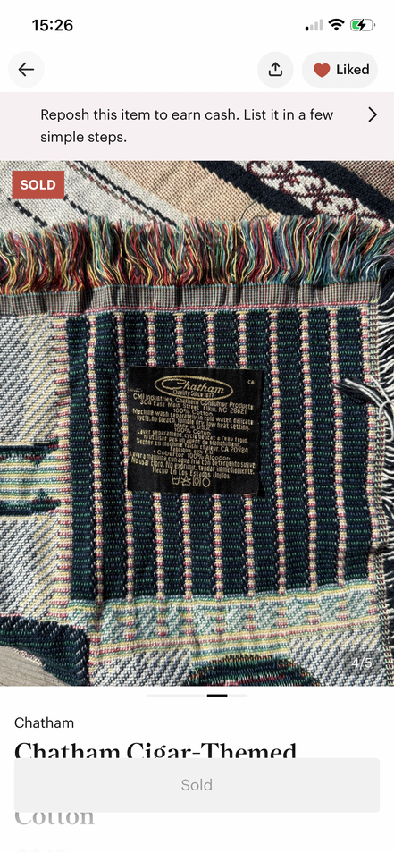 Couverture tissée vintage / cigares