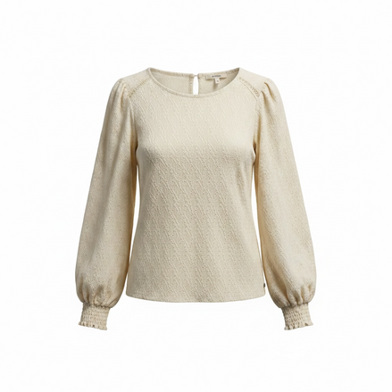 Haut beige manches longues, aspect dentelle/ Garcia / taille médium