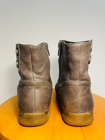 Bottes courtes cuir brun / Perfecto / taille 7 femme