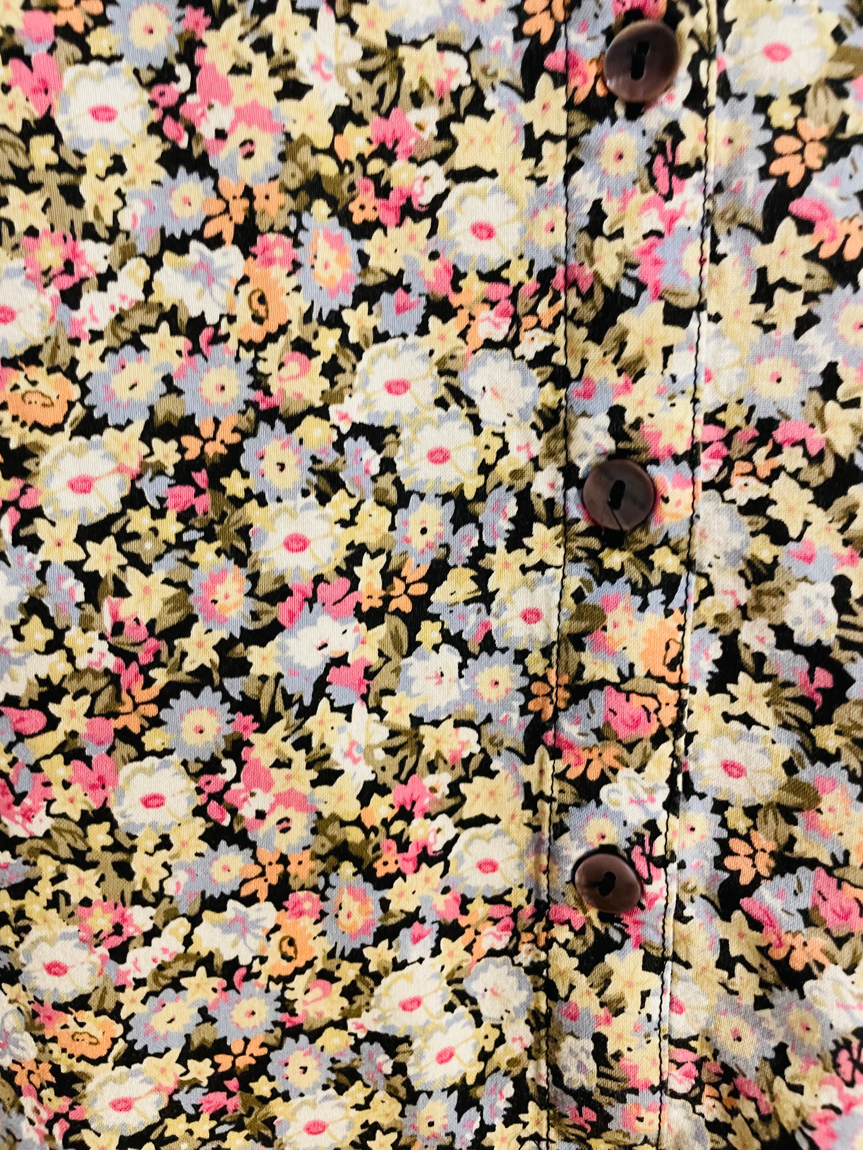 Chemise fleuri, manches courtes à volants / Paper Moon /Taille Medium