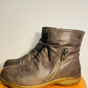 Bottes courtes cuir brun / Perfecto / taille 7 femme