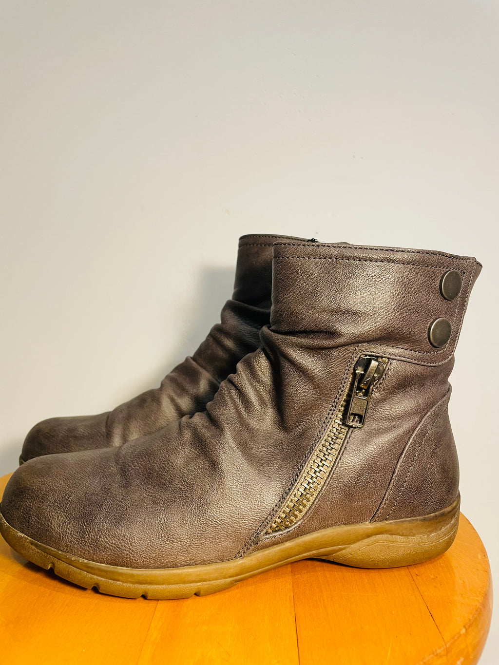 Bottes courtes cuir brun / Perfecto / taille 7 femme