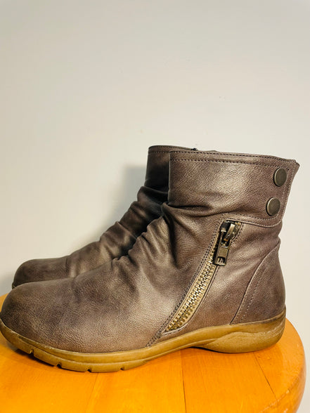 Bottes courtes cuir brun / Perfecto / taille 7 femme
