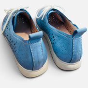 Souliers cuir bleu / Kunitz shoes / taille 7,5