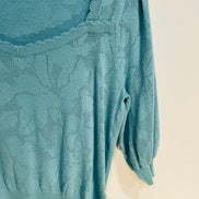 Haut tricot bleu manches courtes / marque inconnue/ taille Small