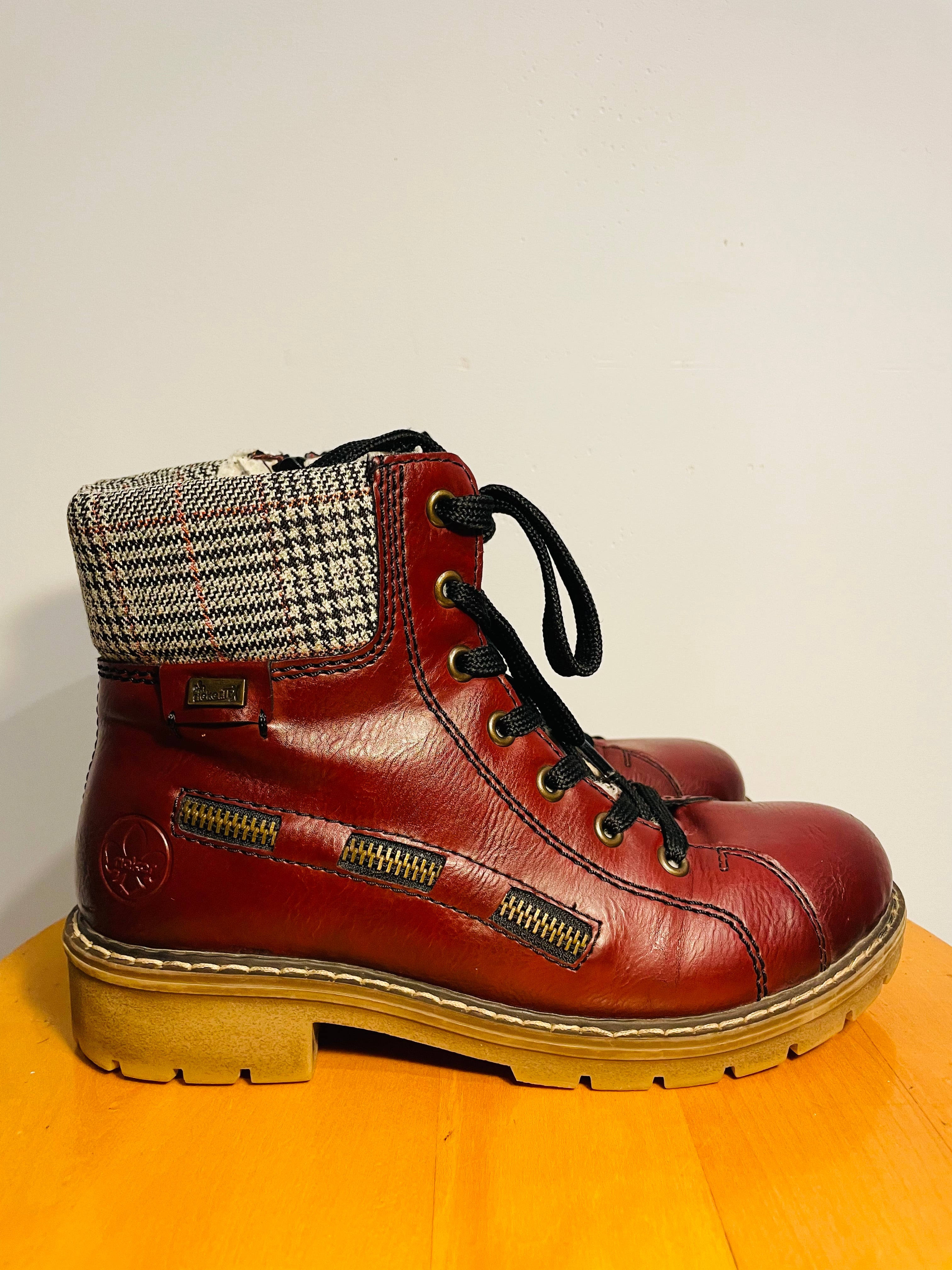 Bottine cuir rouge / Rieker / taille 6