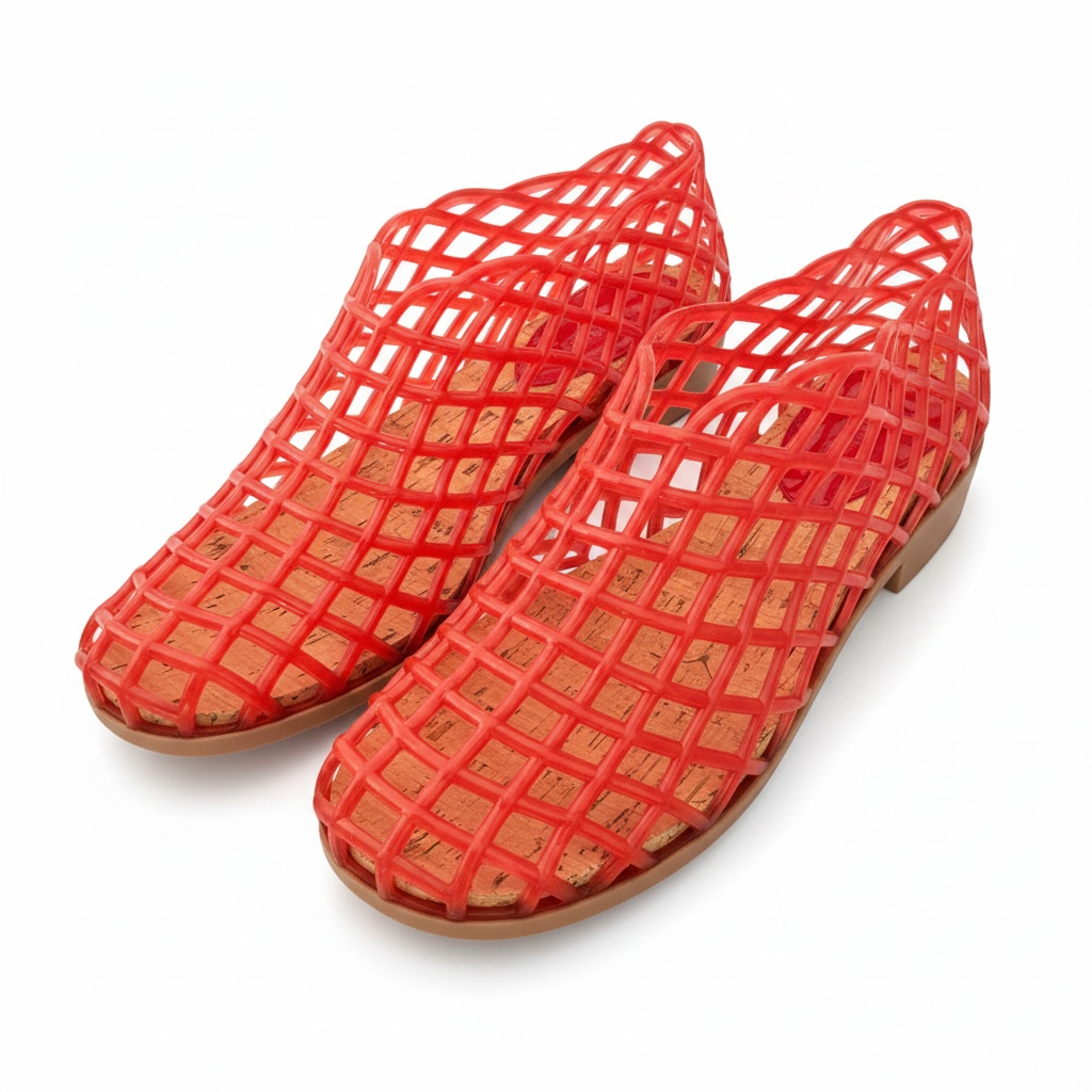 Souliers treillis plastique rouge / taille 7