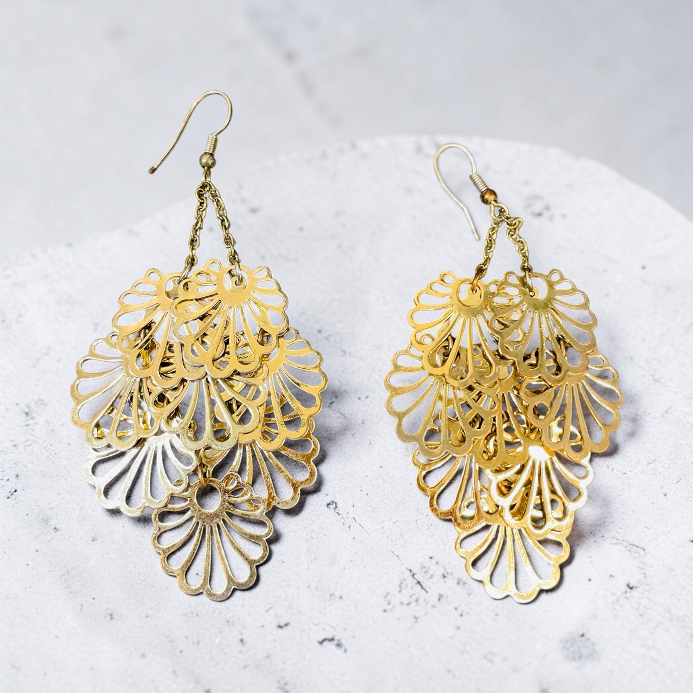 Boucles d’oreilles pendentifs couleur or