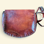 Sacoche cuir et broderie western