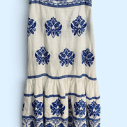 Jupe longue blanche broderies bleues / Zara / taille médium