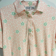 Chandail manches courtes, fleurs roses et vertes / Vintage / Talle XL