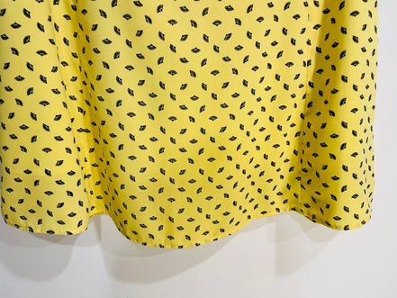 Jupe jaune coutre, motifs éventails  / Annie 50 / Taille medium à large