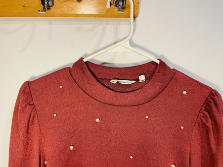 Chandail rose et perles / manches longues / Reitmans / taille Medium