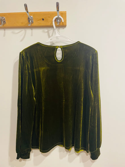 Chandail velours vert manches longues - Taille large