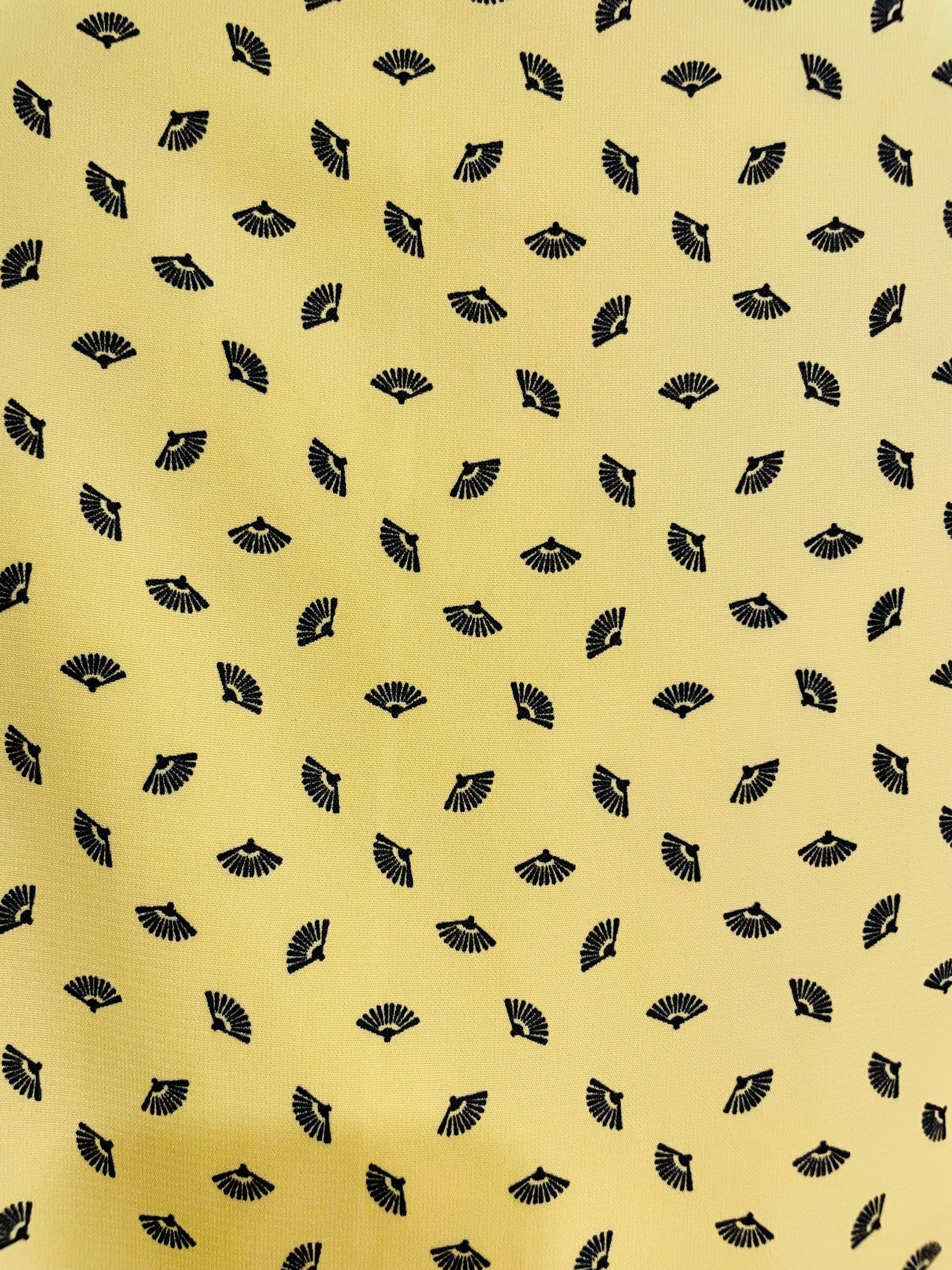 Jupe jaune coutre, motifs éventails  / Annie 50 / Taille medium à large