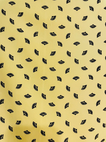 Jupe jaune coutre, motifs éventails  / Annie 50 / Taille medium à large