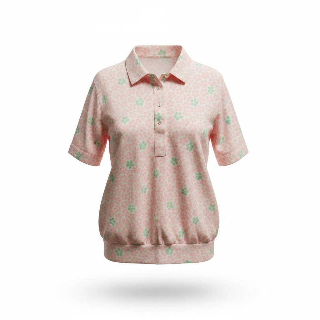 Chandail manches courtes, fleurs roses et vertes / Vintage / Talle XL